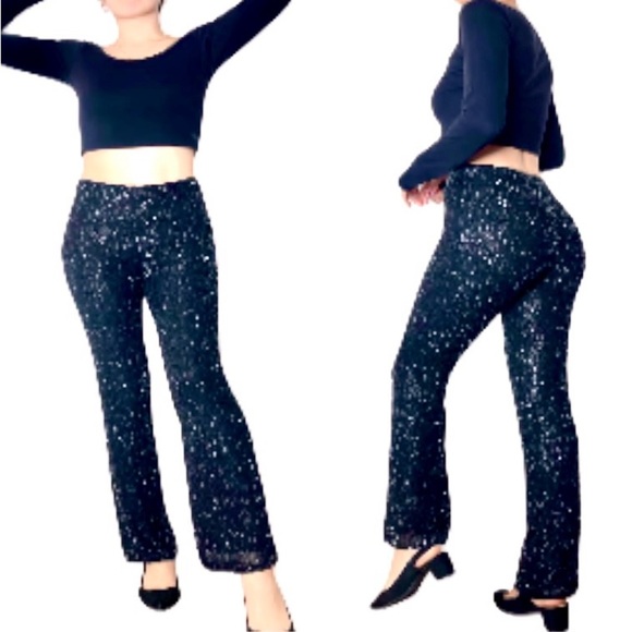 RESERVED Vintage Y2K INC international Concepts Beaded silk black lined pants - Picture 4 of 9